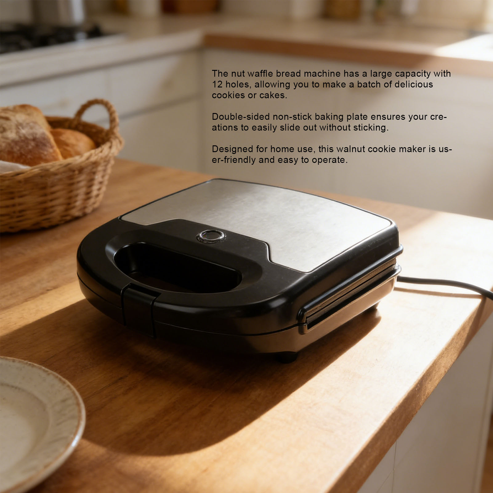 Mini Waffle Maker Machine - Máquina para hacer 12 galletas de