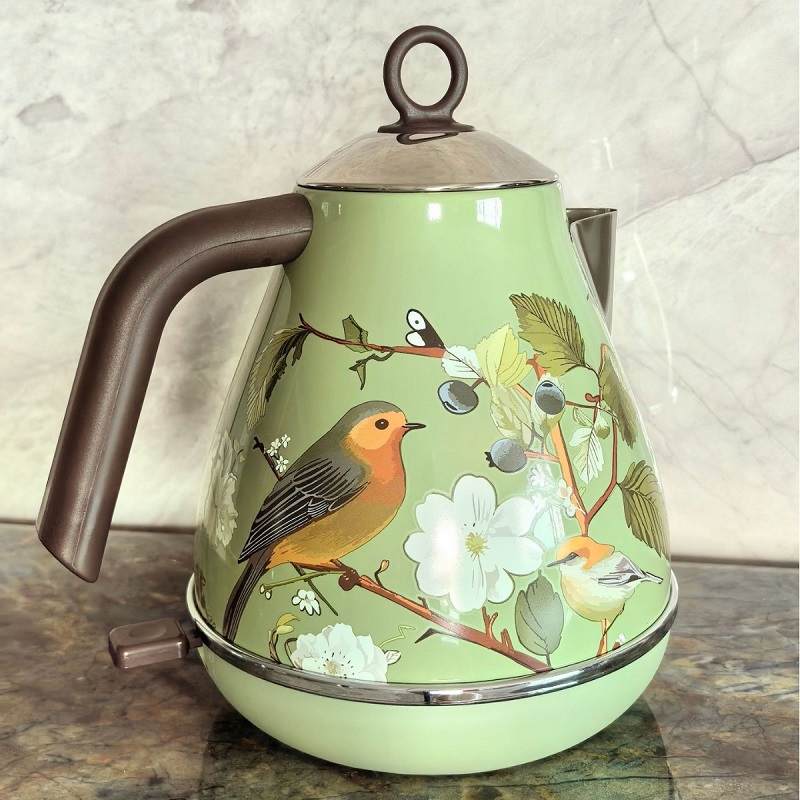 Electric Kettle Temperature Control - Hervidor Eléctrico Retro Rosa Floral de