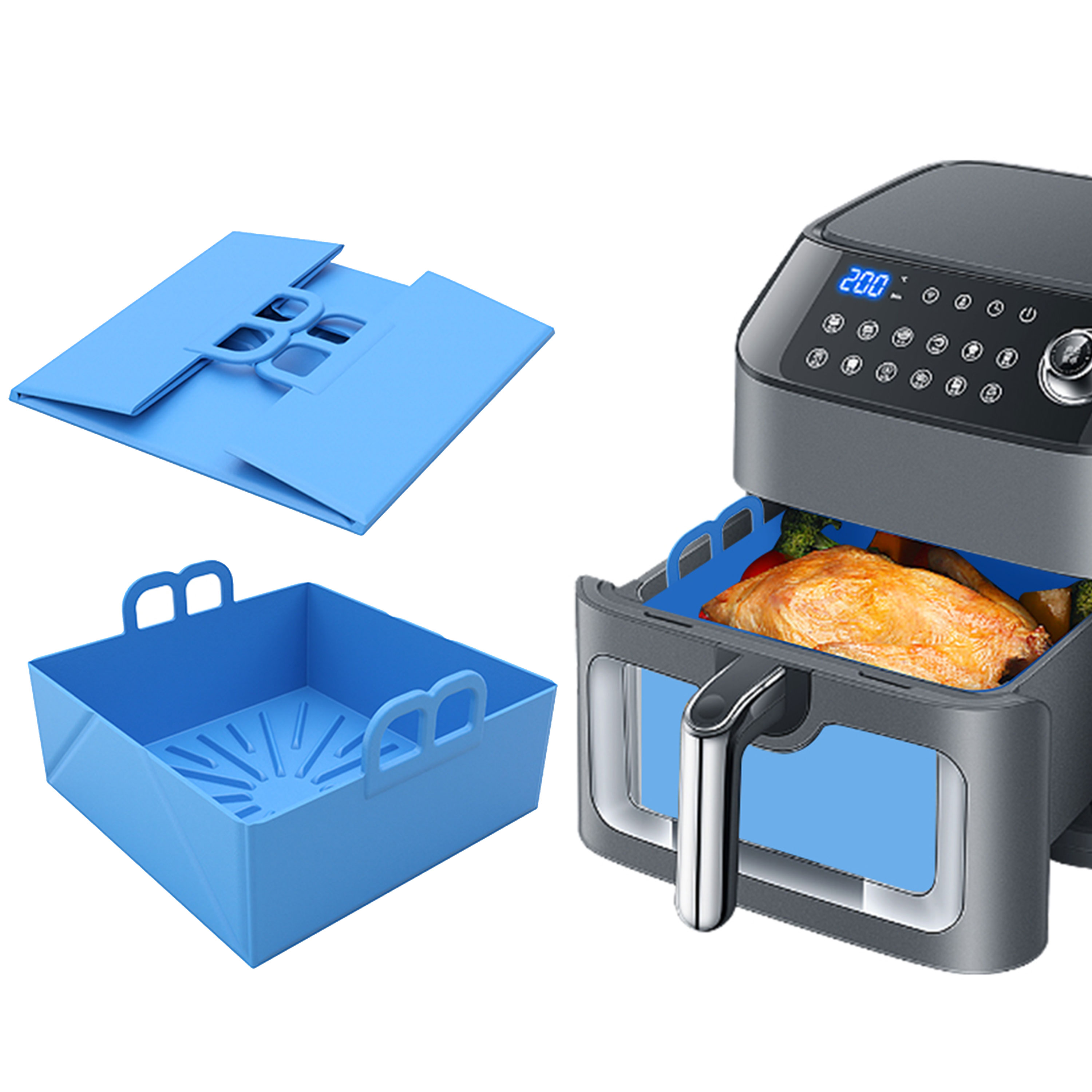 Freidora de aire plegable, ban - Air Fryer Silicone Pot Liner reseña y precio