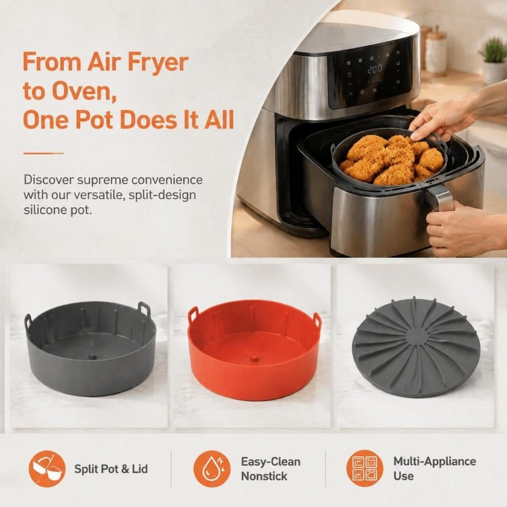 Olla de silicona de grado alim - Air Fryer Silicone Pot Liner reseña y precio