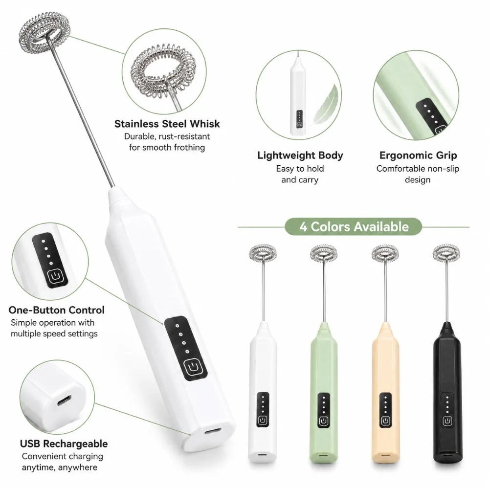 Espumador de Leche y Batidor d - Electric Milk Frother Handheld reseña y precio