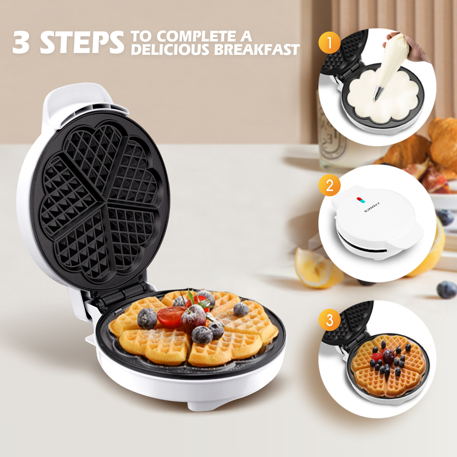 Moldes para gofres para desayu - Mini Waffle Maker Machine reseña y precio