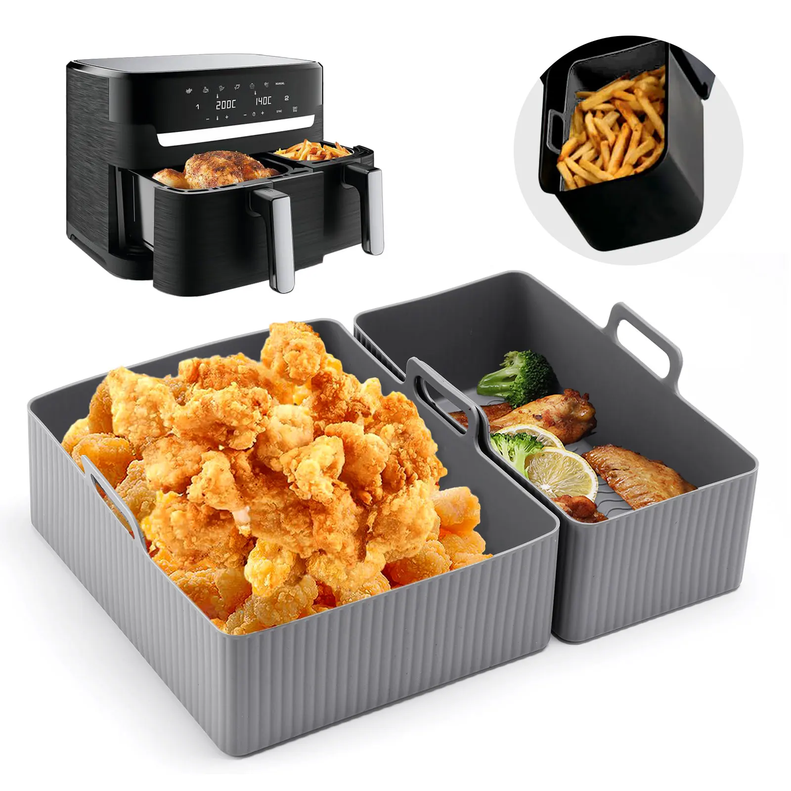 Juego de 2 piezas de alfombril - Air Fryer Silicone Pot Liner reseña y precio