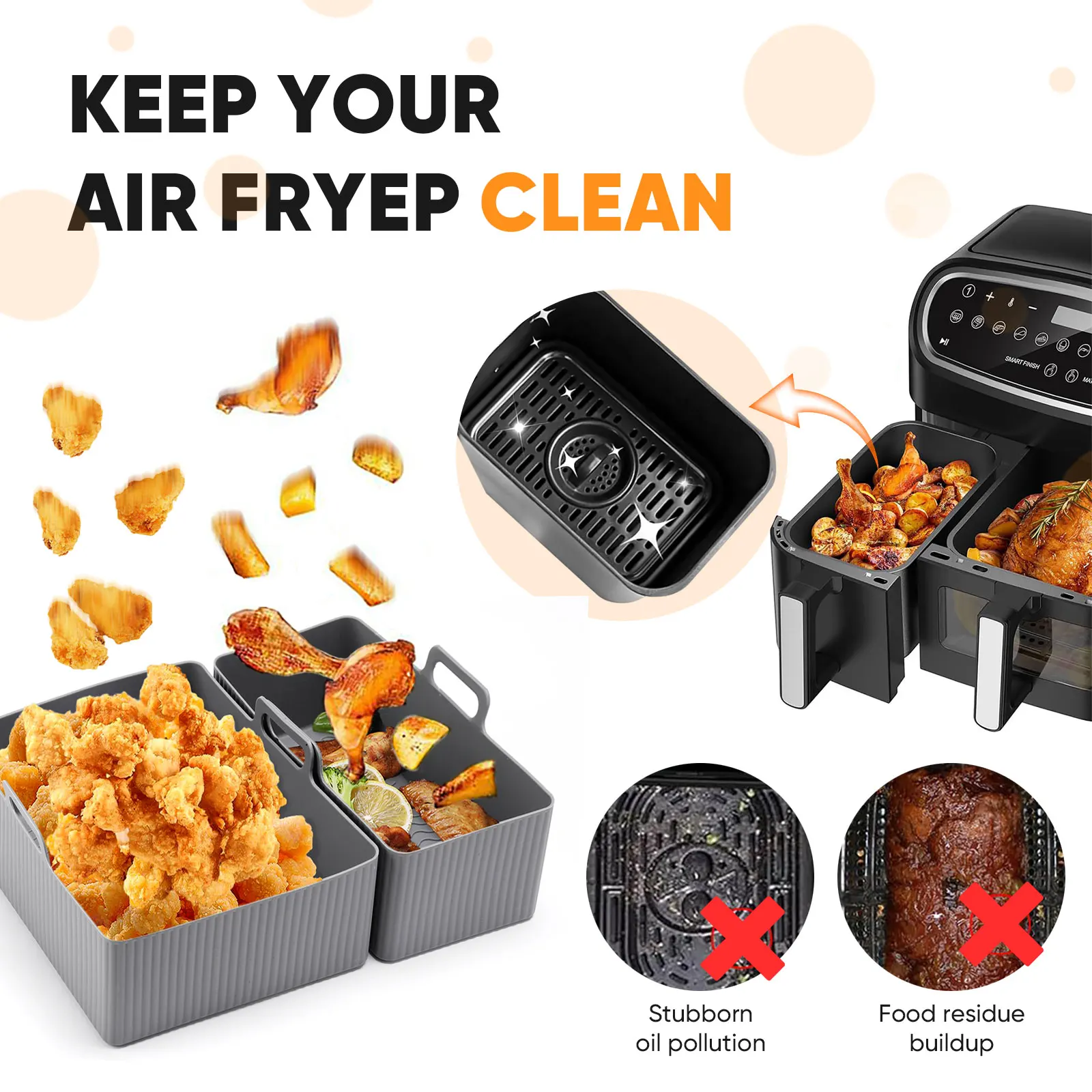 Juego de 2 piezas de alfombril - Air Fryer Silicone Pot Liner reseña y precio